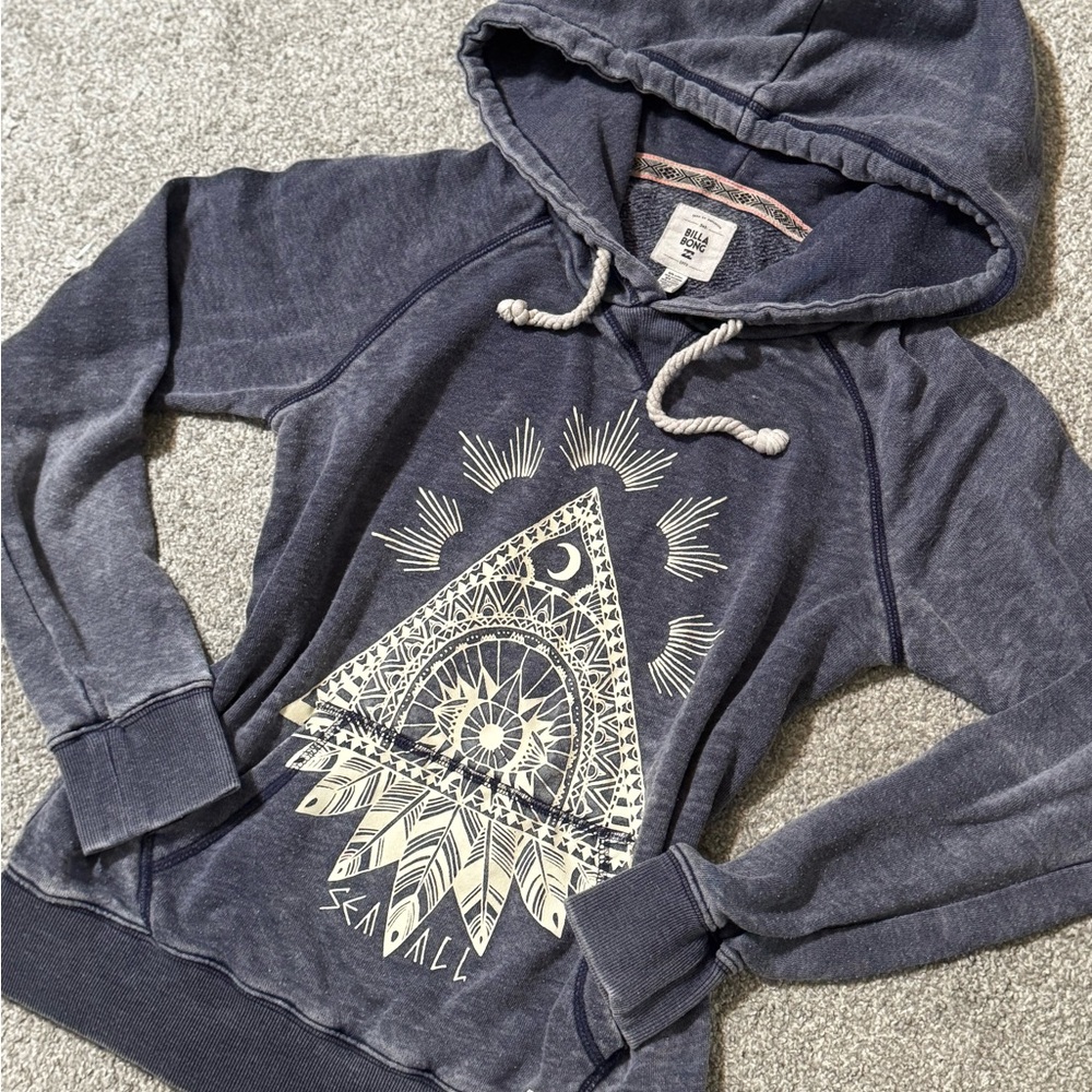 Billabong Blue Hoodie with Tribal Design